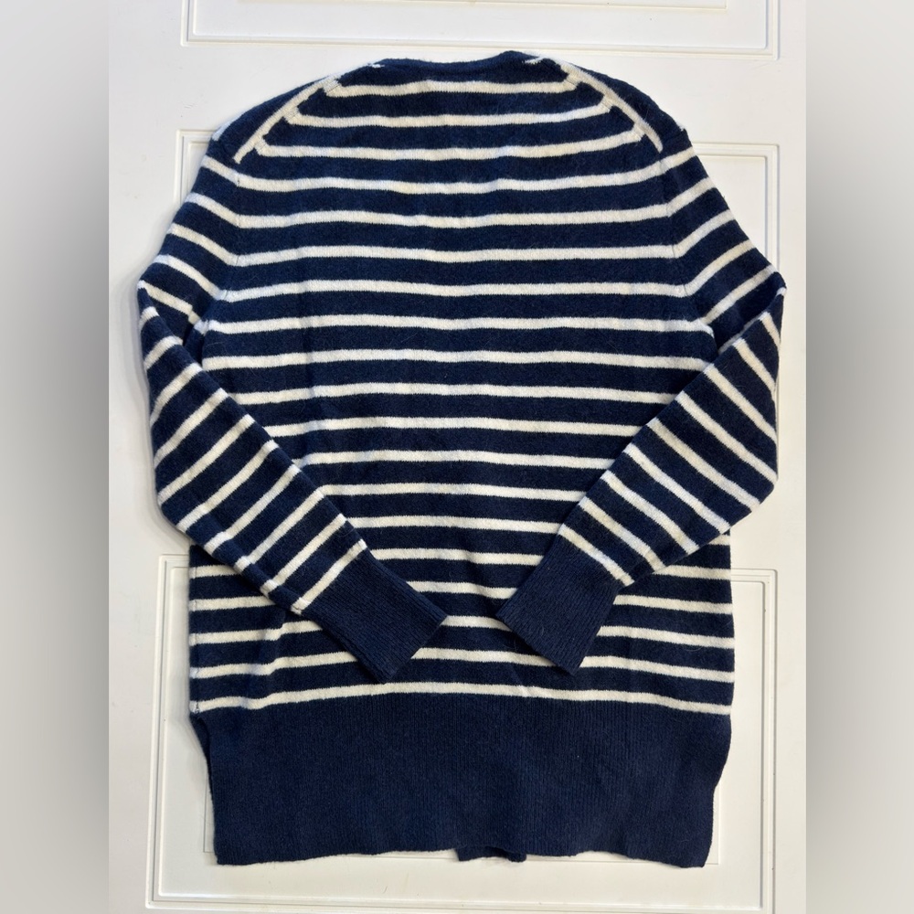 Madewell Women’s Sz S Blue White Striped Wool Alpaca Blend Open Cardigan Duster - Picture 5 of 6